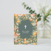 柑橘類,オレンジ+花《キリスト教》洗礼式や命名式バプテスマ インビテーションポストカード (スタンド正面)