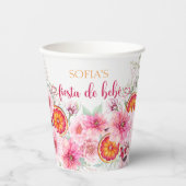 柑橘類&ピンクの花スペインの赤ちゃんシャワー 紙コップ (正面)