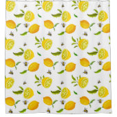 柑橘類，レモン，ハチ類の夏の柄（短い）   シャワーカーテン (正面)