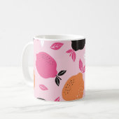 柑橘類、ヴィンテージ繊維模様。 コーヒーマグカップ (正面左)