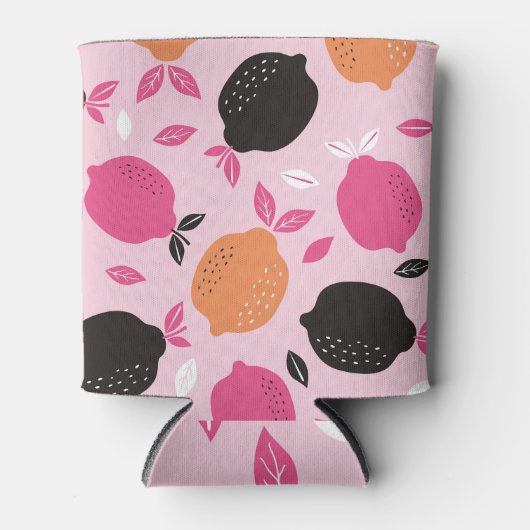 柑橘類、ヴィンテージ繊維模様。 缶クーラー (正面)