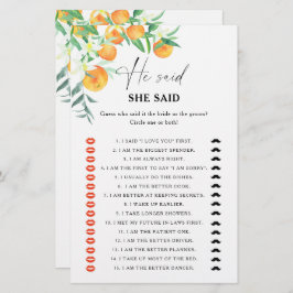柑橘類 – 彼は彼女はブライダルシャワーゲームと言った