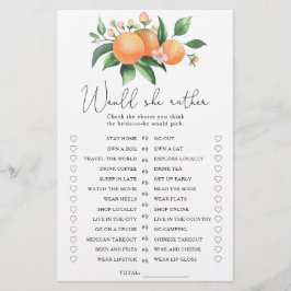 柑橘類 – 彼女はむしろブライダルシャワーゲーム