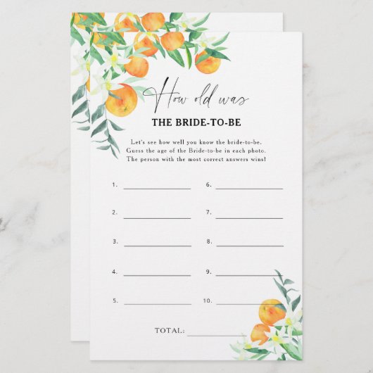 柑橘類 – 新婦は何歳になる予定だった (正面/裏面)