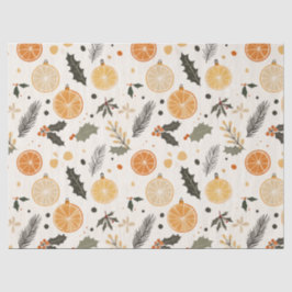 柑橘類、柊、松の針が居心地の良いクリスマス 薄葉紙