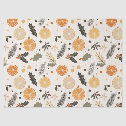 柑橘類、柊、松の針が居心地の良いクリスマス 薄葉紙 (正面)