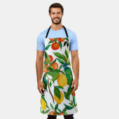 柑橘類、鮮やか水彩模様。 エプロン (着用した状態)