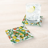 柑橘類、鮮やか水彩模様。 ガラスコースター (アングル)