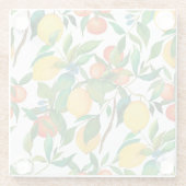 柑橘類、鮮やか水彩模様。 ガラスコースター (裏面)