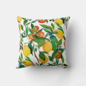 柑橘類、鮮やか水彩模様。 クッション (裏面)