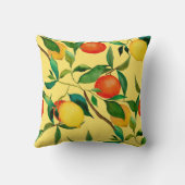 柑橘類、鮮やか水彩模様。 クッション (裏面)