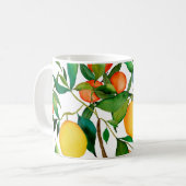 柑橘類、鮮やか水彩模様。 コーヒーマグカップ (正面左)