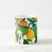 柑橘類、鮮やか水彩模様。 コーヒーマグカップ (中央)