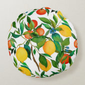 柑橘類、鮮やか水彩模様。 ラウンドクッション (裏面)