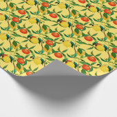 柑橘類、鮮やか水彩模様。 ラッピングペーパー (角)