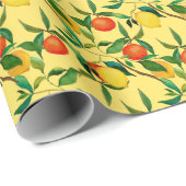 柑橘類、鮮やか水彩模様。 ラッピングペーパー (ロールコーナー)