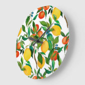 柑橘類、鮮やか水彩模様。 ラージ壁時計 (傾斜)