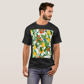 柑橘類、鮮やか水彩模様。 Tシャツ (正面フル)