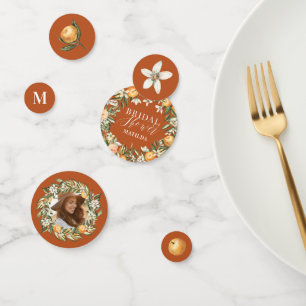 柑橘、オレンジの花のブライダルシャワーパーティーデコール コンフェッティ