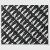 染められたオーナメントが付いているヴィンテージB/Wのクリスマスツリー ラッピングペーパー (フラット)