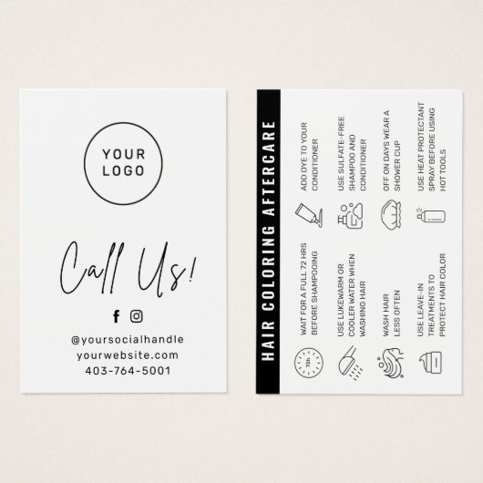 染毛染モダン毛着色アフターケアカード (正面&裏面)
