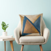 染色金ゴールド銅と青い三角形抽象芸術 クッション (椅子)
