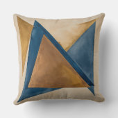 染色金ゴールド銅と青い三角形抽象芸術 クッション (裏面)
