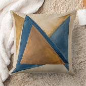 染色金ゴールド銅と青い三角形抽象芸術 クッション (ブランケット)