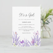 柔お洒落らかいラベンダーバタフライベビーシャワー 招待状 (スタンド正面)