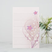 柔かわいらしらかいピンクのエレガント花並び紙 便箋 (スタンド正面)
