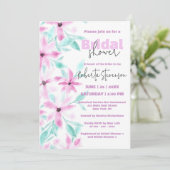 柔かわいらしらかいピンクの水の色の花ブライダルシャワー 招待状 (スタンド正面)