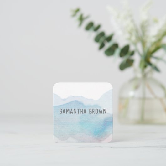 柔かわいらし青抽象芸術水色芸術的 スクエア名刺 (スタンド正面)