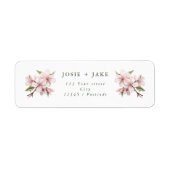 柔らかいさくらんぼの花ピンクの花住所 ラベル (正面)