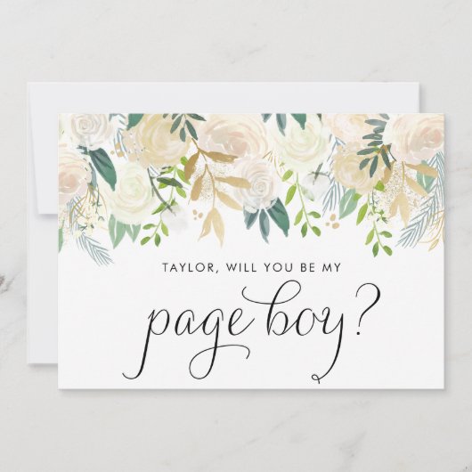 柔らかいアイボリーの花が私のページボーイになる (正面)