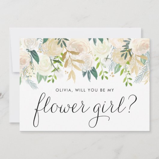 柔らかいアイボリーの花が私の花の女の子になる (正面)