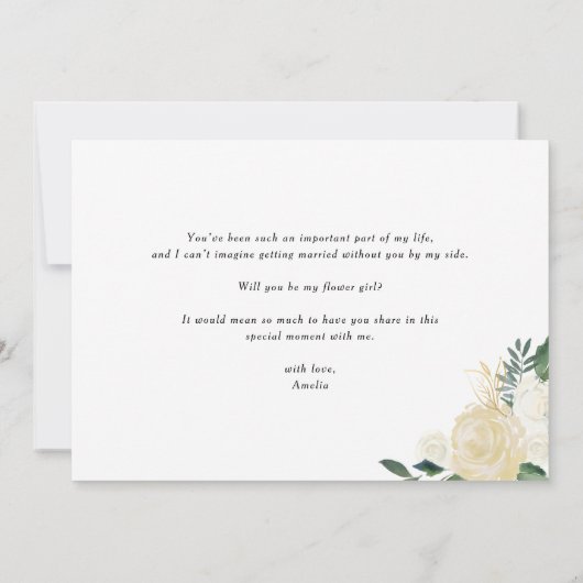 柔らかいアイボリーの花が私の花の女の子になる (裏面)