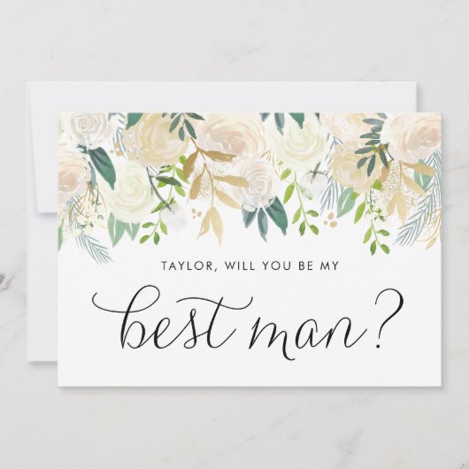 柔らかいアイボリーの花が私の花婿介添人 (正面)