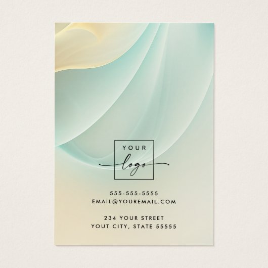 柔らかいアクアと金色の渦巻きイヤリングディスプレイカード (裏面)