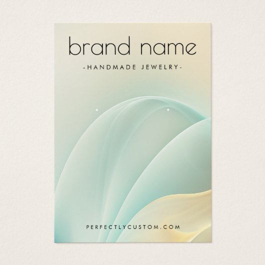 柔らかいアクアと金色の渦巻きイヤリングディスプレイカード (正面)