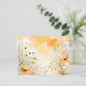 柔らかいオレンジ色の水の色の野生の花 ポストカード (スタンド正面)