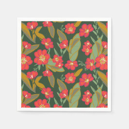 柔らかいカリブの熱帯フローラ スタンダードカクテルナプキン