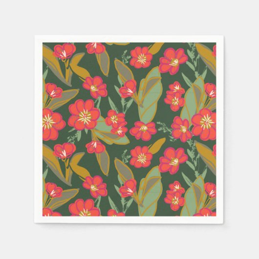 柔らかいカリブの熱帯フローラ スタンダードカクテルナプキン (正面)