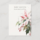 柔らかいクリスマスベリーポインセチアのヘアピンディスプレイ 名刺 (正面)