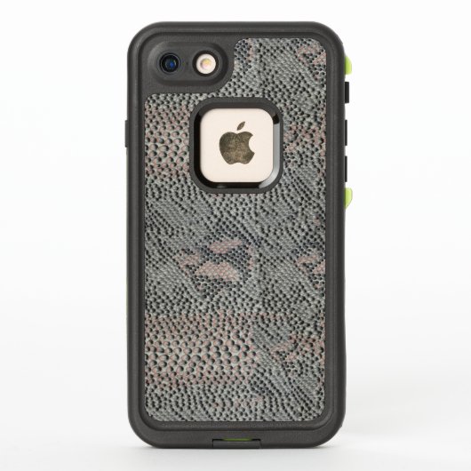 柔らかいグレーとピンクのヘビのスキンのパターン LifeProof iPhoneケース (裏面)