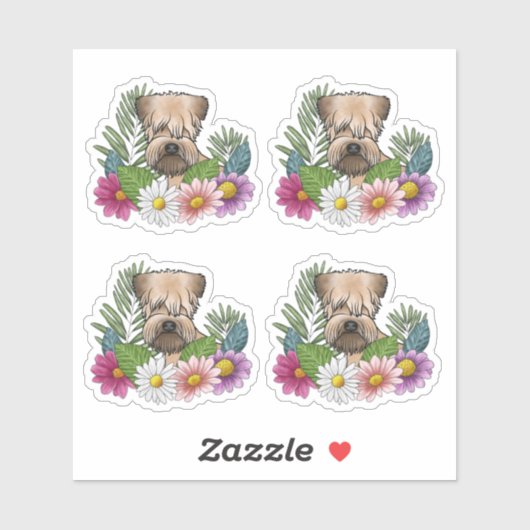 柔らかいコーティングされたカーテン状テリアの頭のカラフル花 シール (シート)