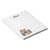 柔らかいコーティングされたカーテン状テリアの頭のカラフル花 ノートパッド (アングル)