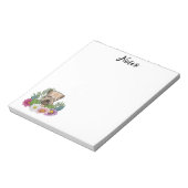 柔らかいコーティングされたカーテン状テリアの頭のカラフル花 ノートパッド (回転)