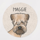 柔らかいコーティングされたテリアかわいい犬の頭と文字 ラベル (デザイン2)