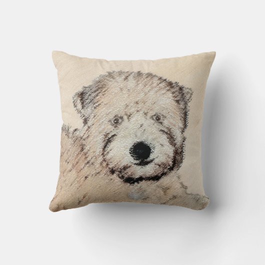 柔らかいコーティングされたテリア絵画パピーの犬の芸術 クッション (裏面)