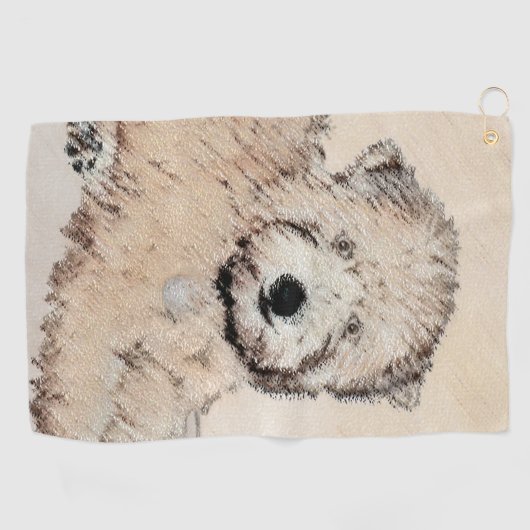 柔らかいコーティングされたテリア絵画パピーの犬の芸術 ゴルフタオル (横)